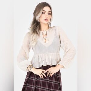 Disturbia Sheer Cream Blouse